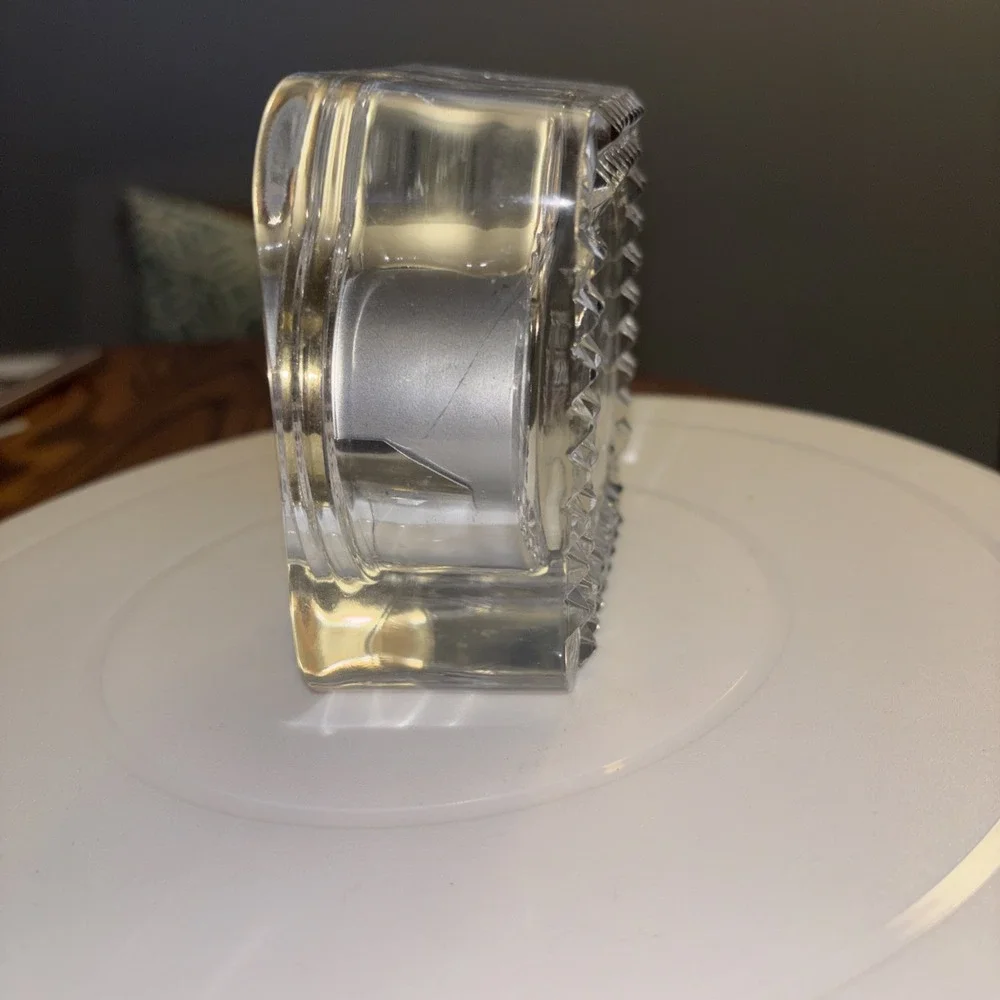 Vintage Staiger West Germany Quartz Lead Crystal Desk Clock Square Roman Numeral